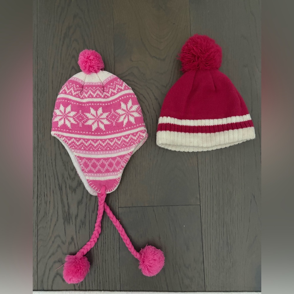 Pink kids winter hats brand new